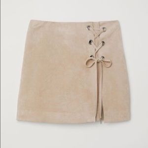 H&M Divided Faux Suede Beige Skirt Size 10